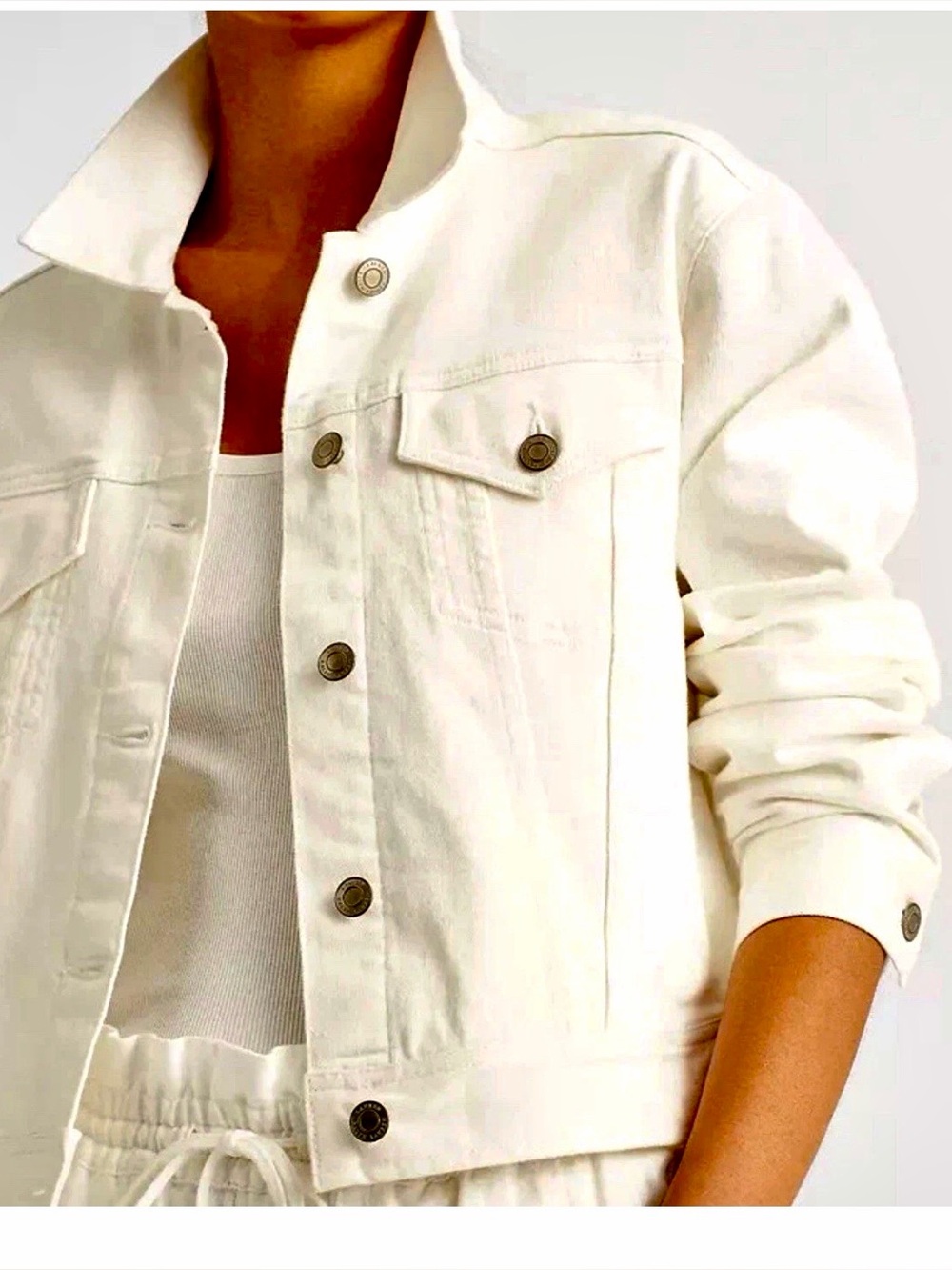 Polo by Ralph Lauren Cream Denim Jacket cool retro chic sz m